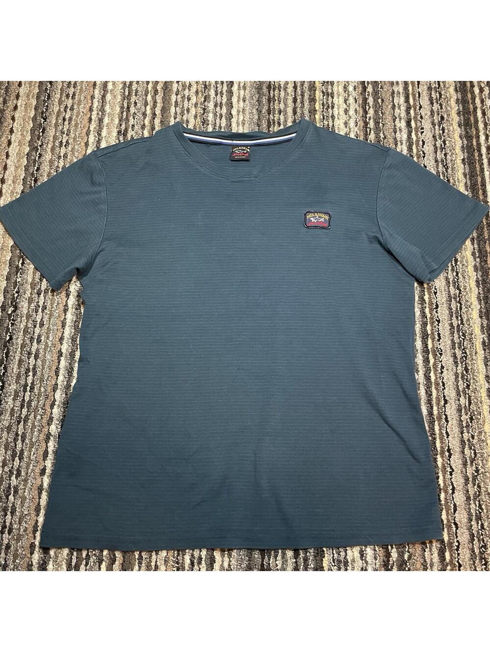 Paul And Shark Men’s Logo T Shirt Medium Teal Short Sleeve Crewneck Cotton